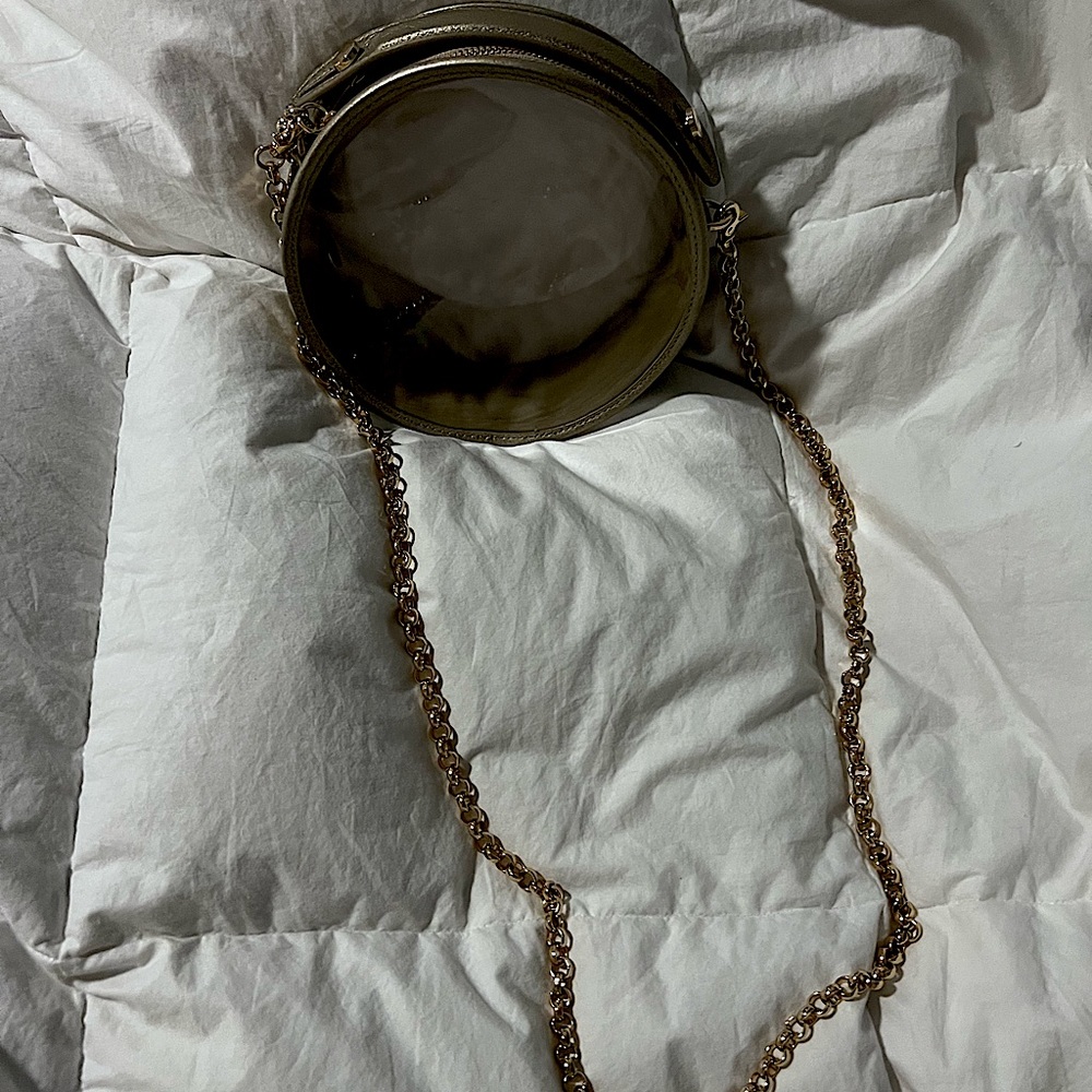 Gold Shoulder strap/chain clear purse